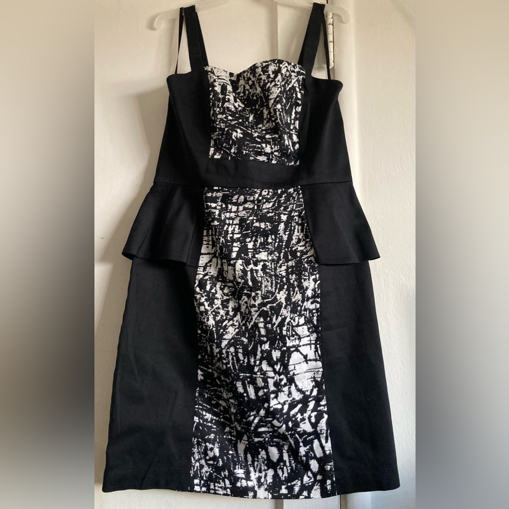 Saks Fifth Avenue Black and White Strapless Dress